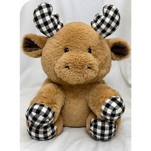 Walgreens Plush Moose Tan Buffalo Plaid Antlers Stuffed Animal 14 Inch Holiday